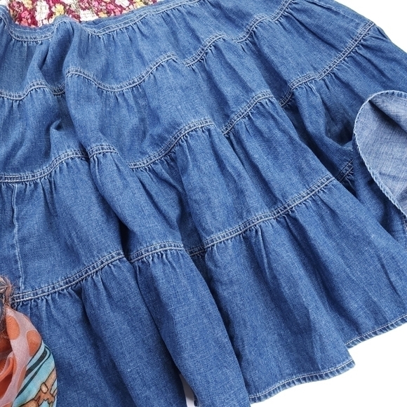 New Wild Fable Blue Rayon Boho Skirt Sz L - Picture 7 of 9